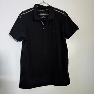 Nick‎ Danger Polo Shirt Mens M Black Short Sleeve Wing Logo Piping